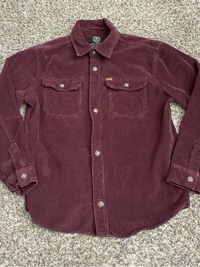 Buffalo David Bitton Shacket Men’s M Burgundy Pockets Corduroy Shirt Jacket